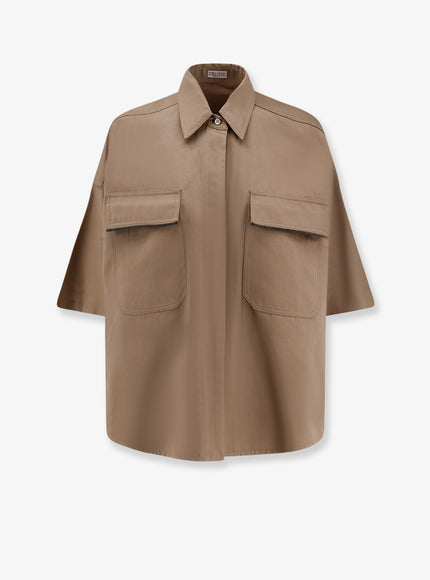 Brunello Cucinelli Linen And Cotton Blend Shirt Camel