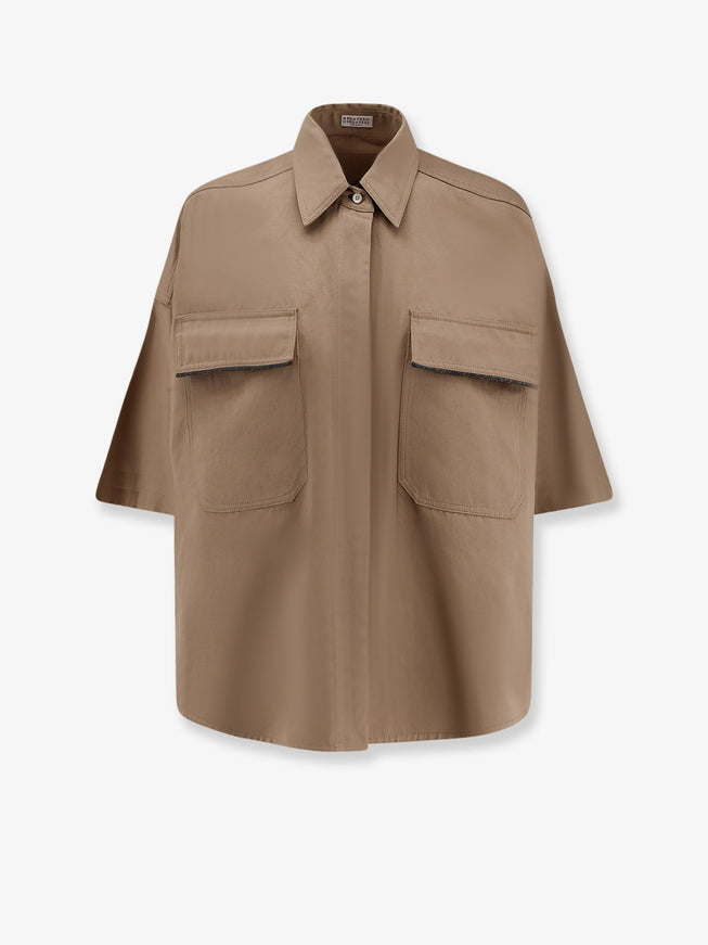 Brunello Cucinelli Linen And Cotton Blend Shirt Camel