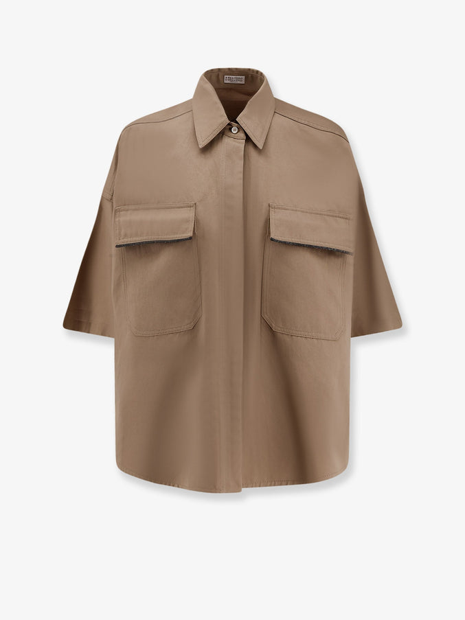 Brunello Cucinelli Linen And Cotton Blend Shirt Camel