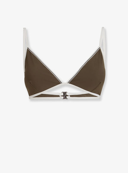 Brunello Cucinelli Nylon Bikini Top With Monile Details Militare