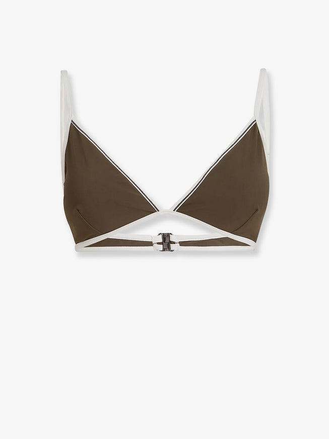 Brunello Cucinelli Nylon Bikini Top With Monile Details Militare