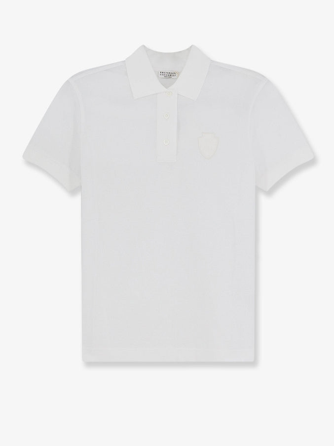 Brunello Cucinelli Cotton Blend Polo Shirt Bianco