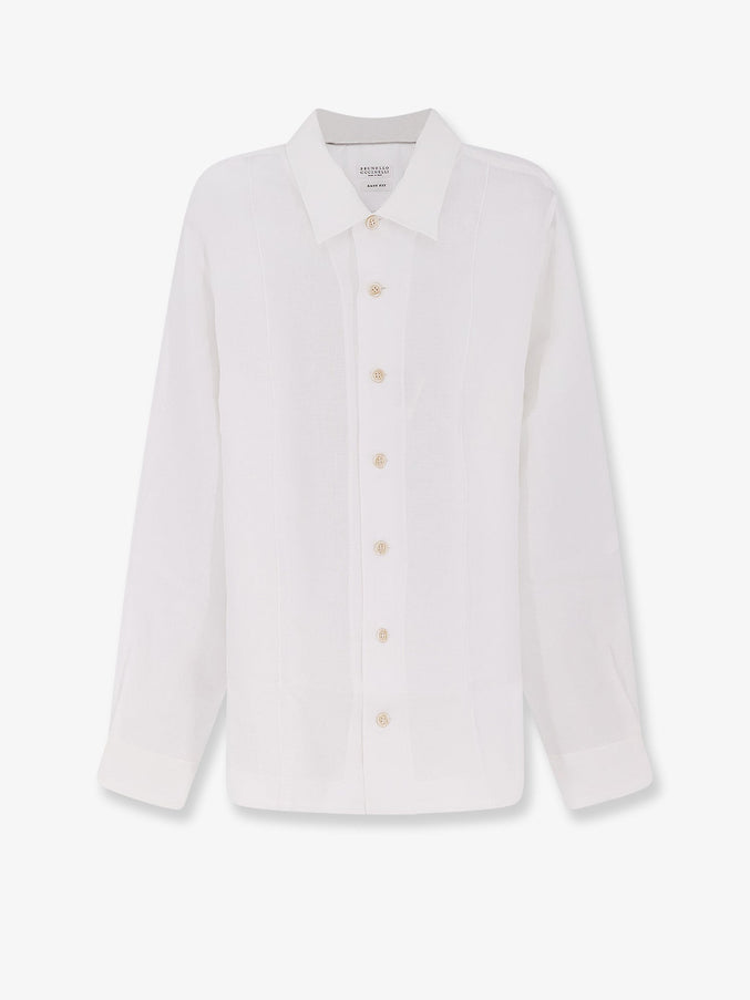 Brunello Cucinelli Easy Fit Linen Shirt Bianco