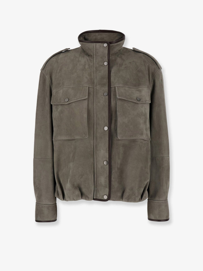 Brunello Cucinelli Suede Jacket With Leather Profiles Safari