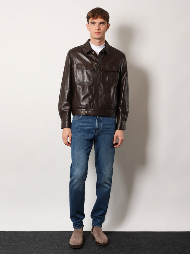 Brunello Cucinelli Leather Jacket With Pockets