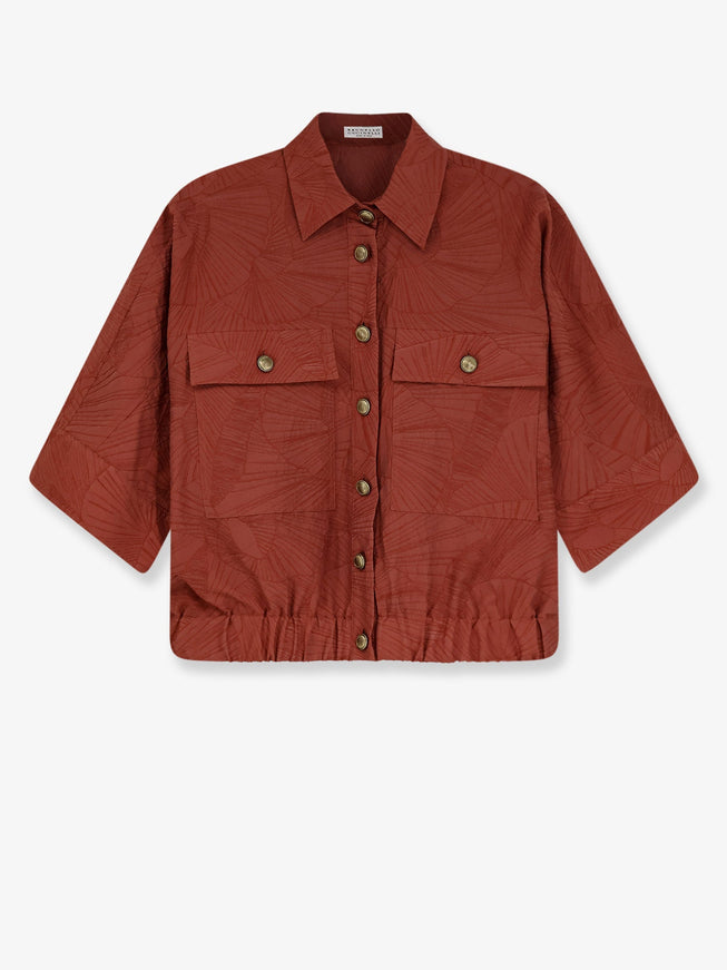 Brunello Cucinelli Cotton Blend Shirt With Embroidery Orangeflame