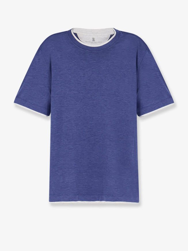 Brunello Cucinelli Silk And Cotton Blend T-Shirt Denimperla
