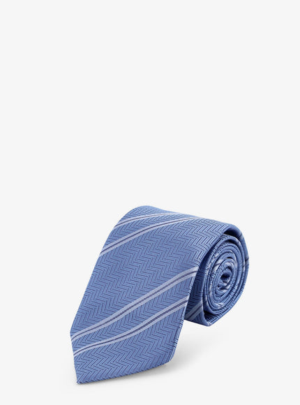 Brunello Cucinelli Silk Tie With Regimental Motif Uni Celeste