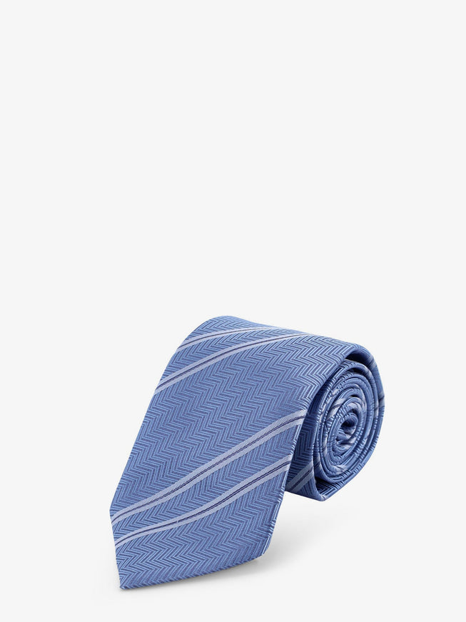 Brunello Cucinelli Silk Tie With Regimental Motif Uni Celeste