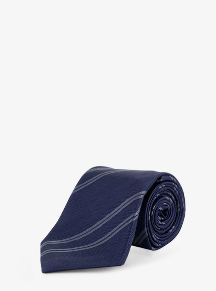 Brunello Cucinelli Silk Tie With Regimental Motif Uni Navy
