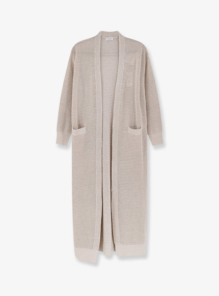 Brunello Cucinelli Cotton And Viscose Long Cardigan Avena+Beige