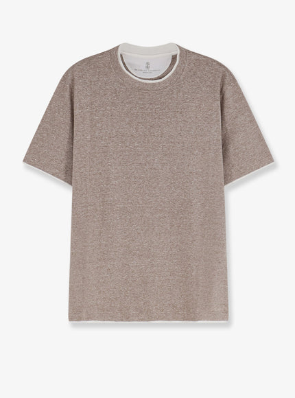Brunello Cucinelli Linen And Cotton T-Shirt Nocciola