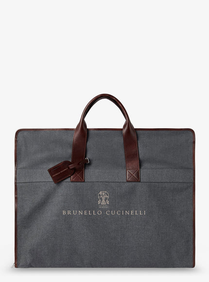 Brunello Cucinelli Technical Fabric And Leather Garment Bag Uni Grigioburgundy