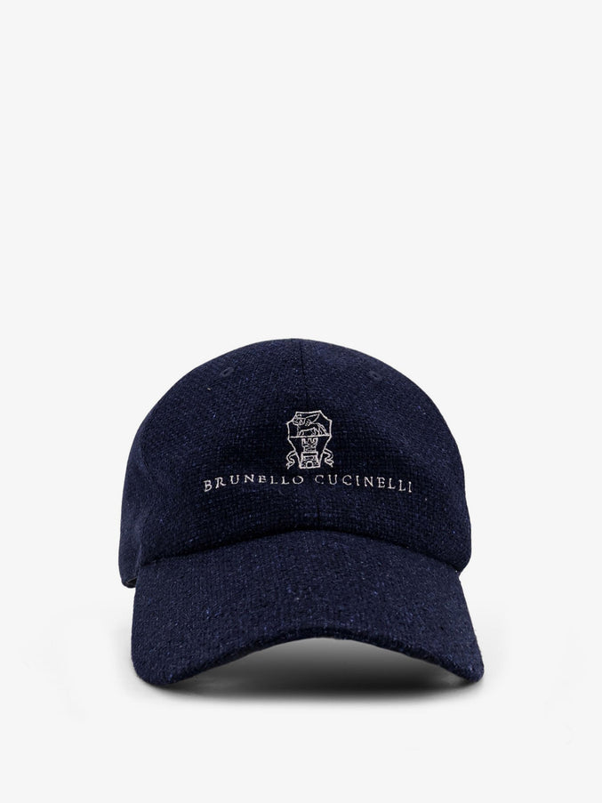 Brunello Cucinelli Silk, Linen And Wool Hat Navy Perla