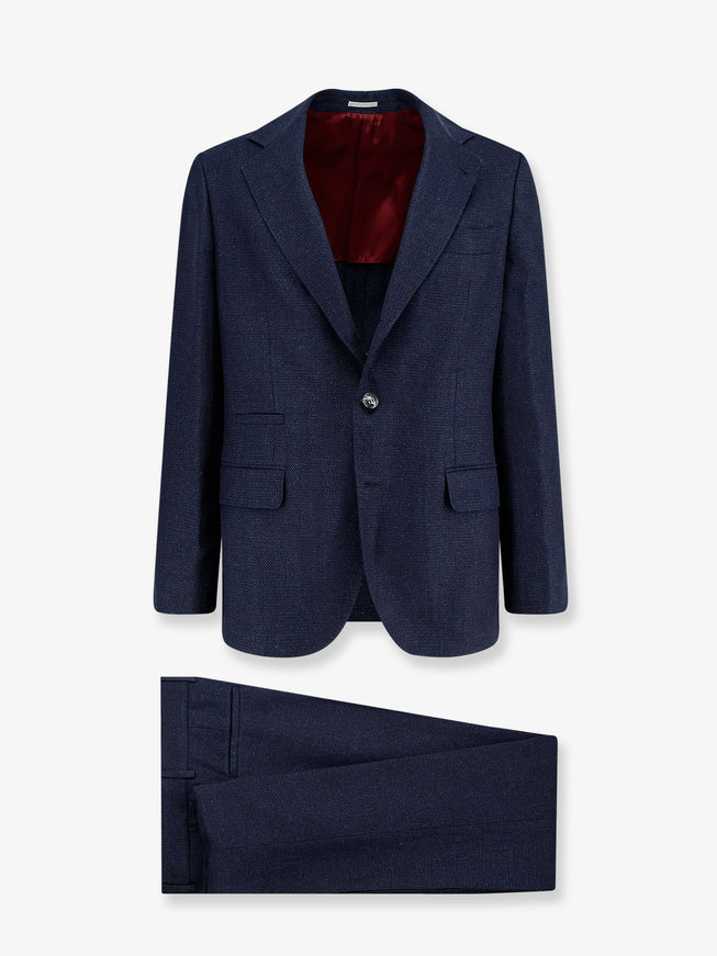Brunello Cucinelli Silk, Linen And Wool Suit Navy