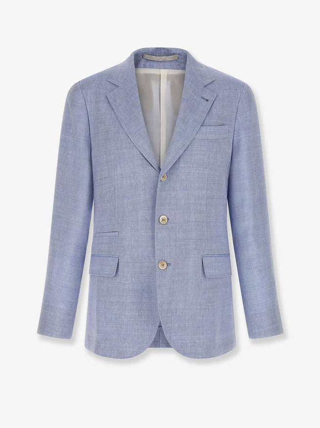 Brunello Cucinelli Linen And Virgin Wool Blazer Azzurro