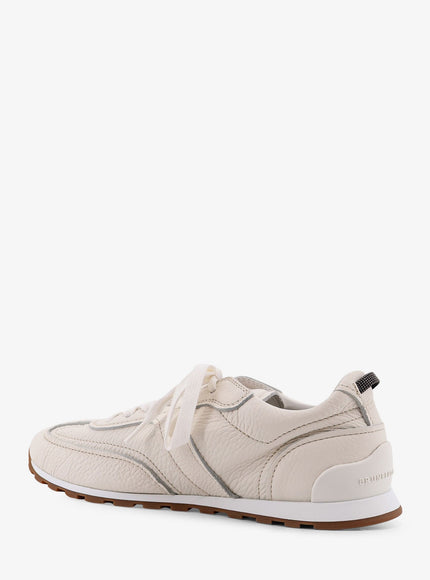 Brunello Cucinelli Leather Sneakers With Monili On The Back