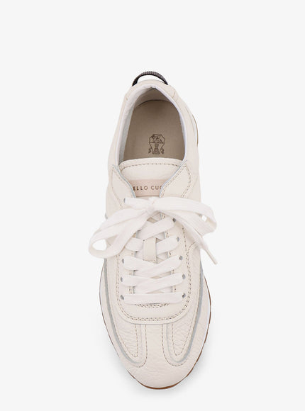 Brunello Cucinelli Leather Sneakers With Monili On The Back