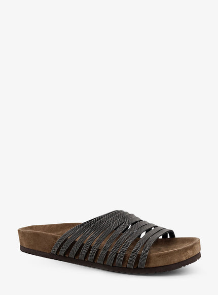 Brunello Cucinelli Leather Sandals With Monili Details