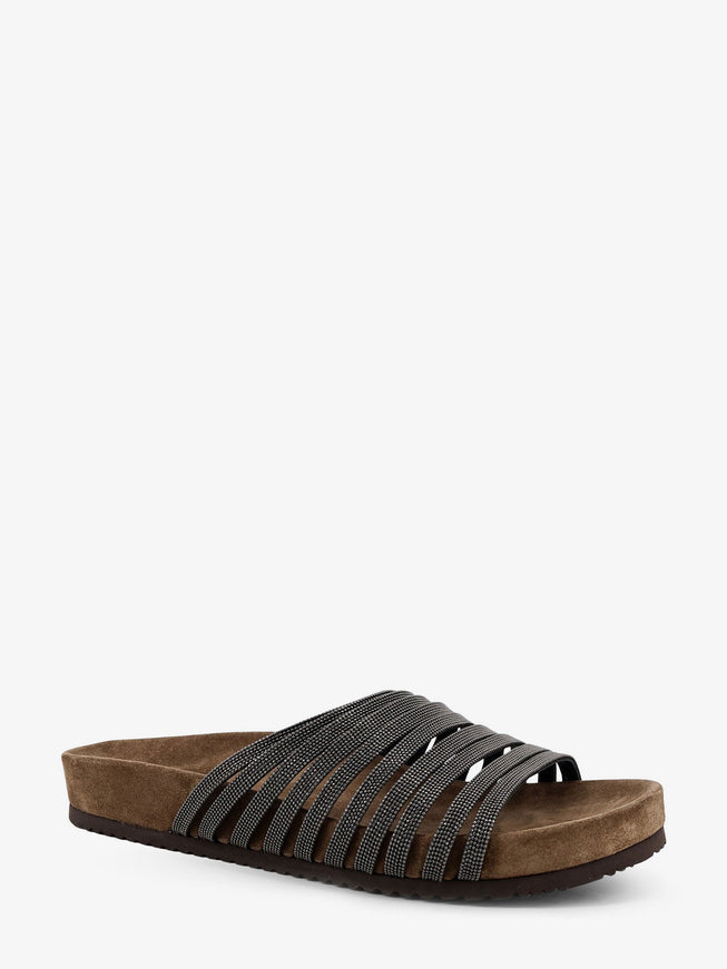 Brunello Cucinelli Leather Sandals With Monili Details