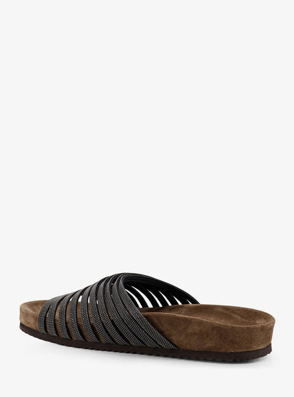 Brunello Cucinelli Leather Sandals With Monili Details