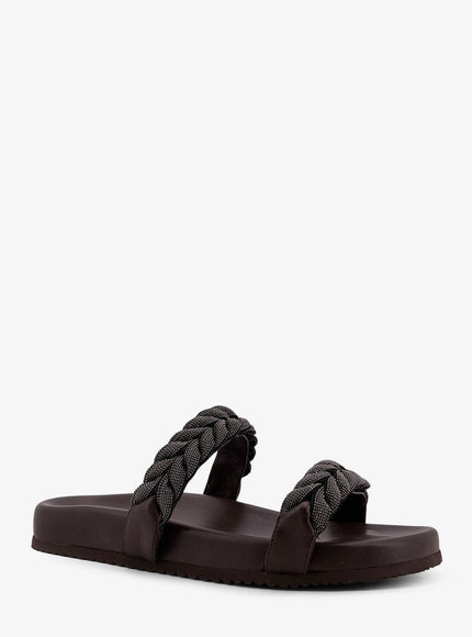Brunello Cucinelli Leather Sandals With Woven Monili Detail