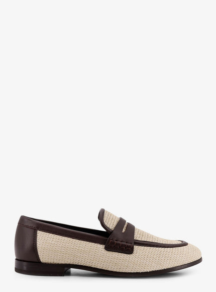 Brunello Cucinelli Raffia And Leather Loafers Rope