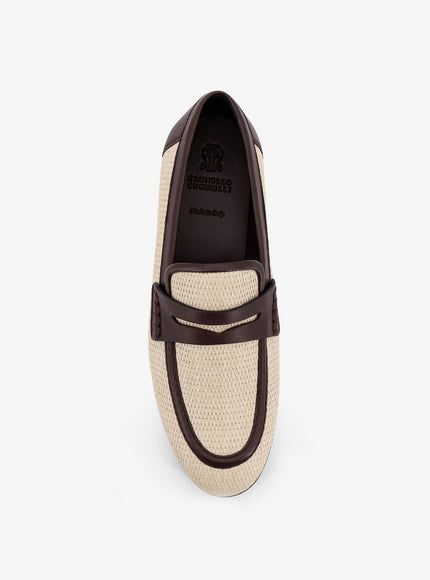 Brunello Cucinelli Raffia And Leather Loafers
