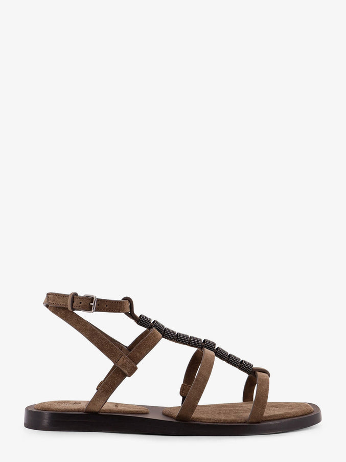 Brunello Cucinelli Suede Sandals With Monili Details Summer Peat