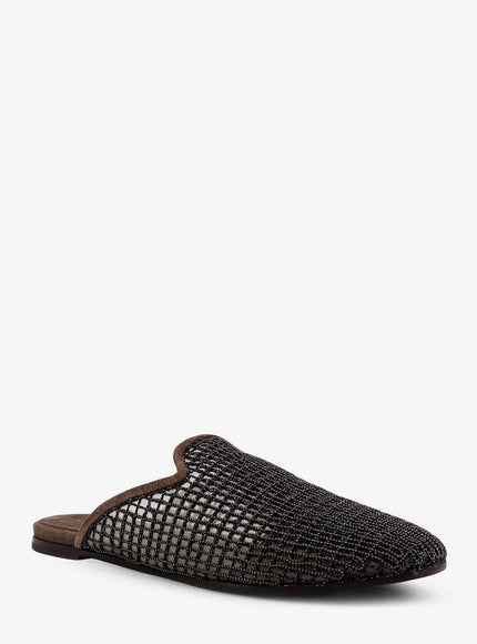 Brunello Cucinelli Mesh And Suede Sandals With Monili Details