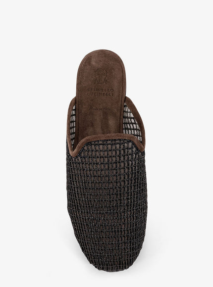 Brunello Cucinelli Mesh And Suede Sandals With Monili Details