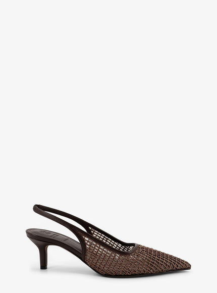 Brunello Cucinelli Leather Décolleté With Precious Net Detail Testamoro