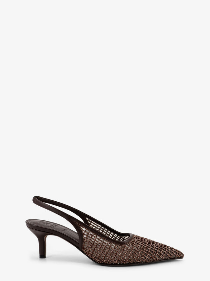 Brunello Cucinelli Leather Décolleté With Precious Net Detail Testamoro
