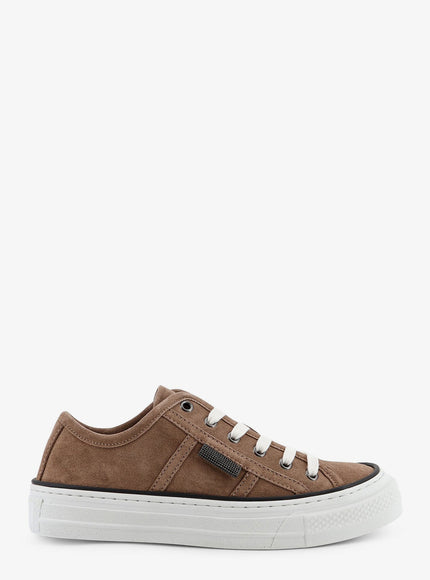 Brunello Cucinelli Suede Sneakers With Monili Detail On The Side Shore