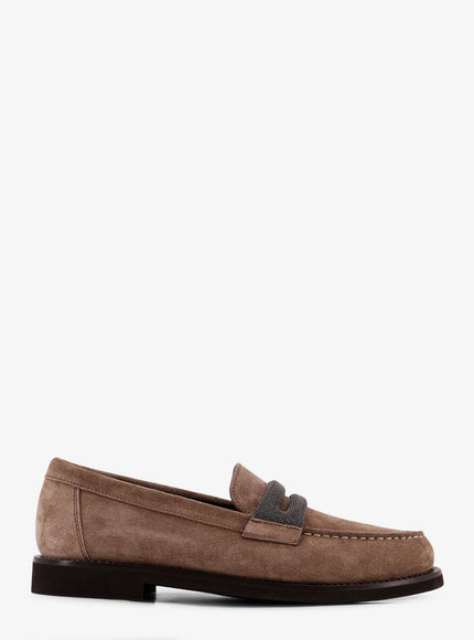 Brunello Cucinelli Suede Lofers With Monili Detail Shore