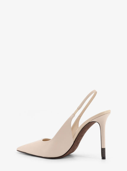 Brunello Cucinelli Leather Pumps With Monili Detail On The Heel