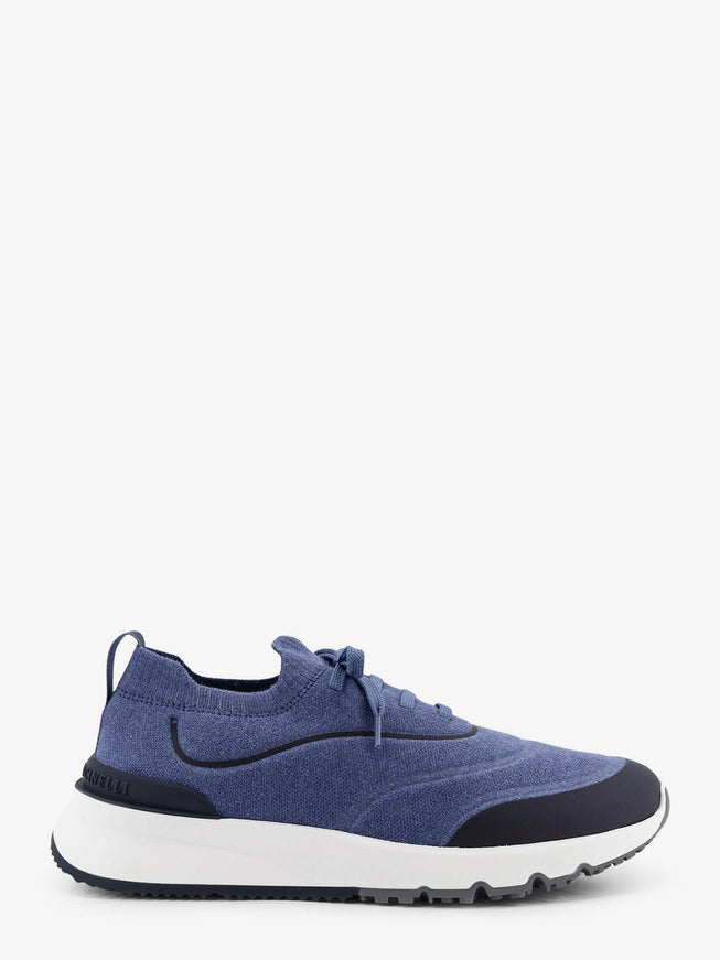 Brunello Cucinelli Fabric Sneakers With Embossed Logo On The Back Bluenavy