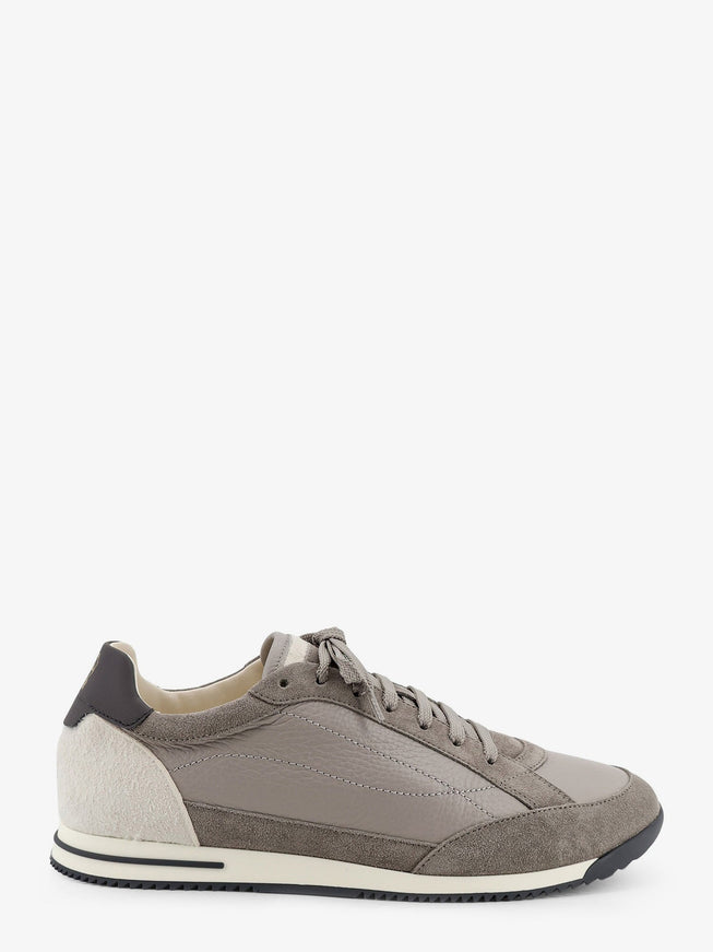Brunello Cucinelli Leather Sneakers With Suede Inserts Nebbia