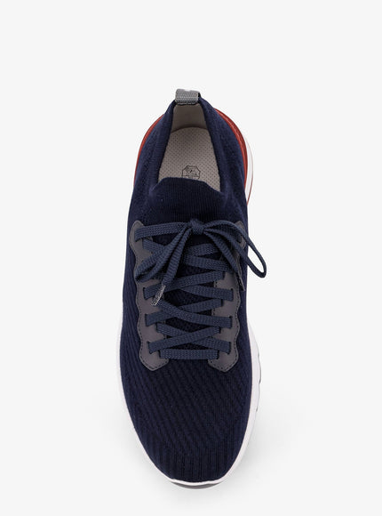 Brunello Cucinelli Cotton Knit Sneakers With Leather Inserts