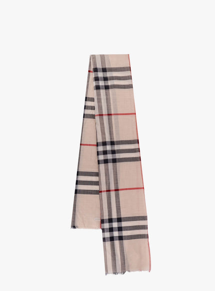 Burberry Certified Wool And Silk Scarf Uni Stone Check