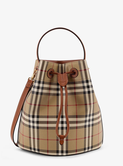 Burberry Coated Canvas Bucket Bag With Check Pattern Uni Vntg Chk Briar Brown