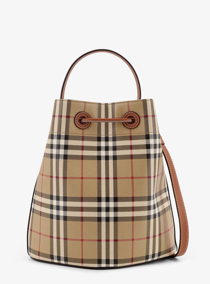 Burberry Coated Canvas Bucket Bag With Check Pattern