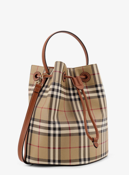 Burberry Coated Canvas Bucket Bag With Check Pattern