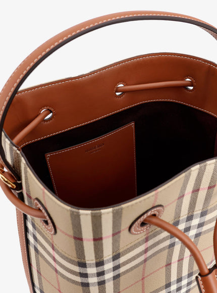 Burberry Coated Canvas Bucket Bag With Check Pattern