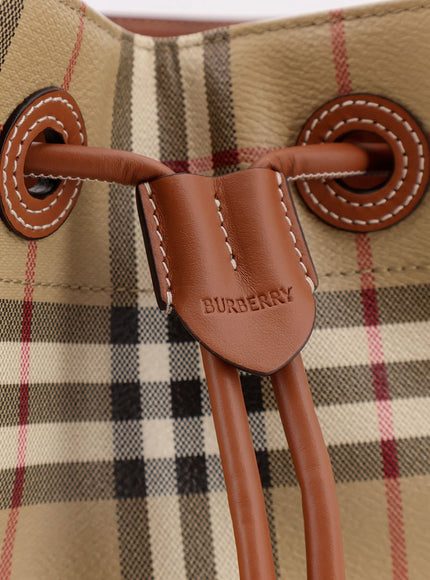 Burberry Coated Canvas Bucket Bag With Check Pattern