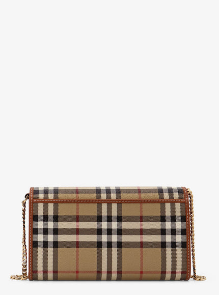 Burberry Coated Canvas Shoulder Bag With Check Pattern
