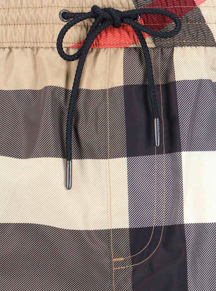 Burberry Nylon Swim Trunk With Check Print