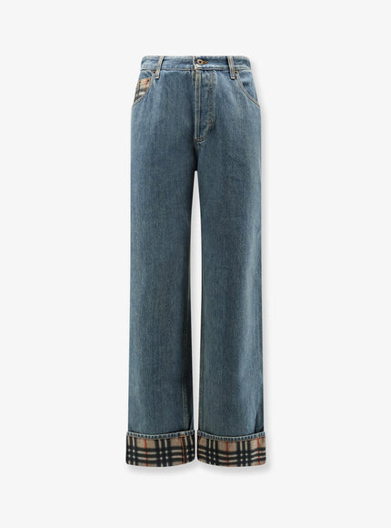 Burberry Dexter Jeans With Traditional Check Mid Blue