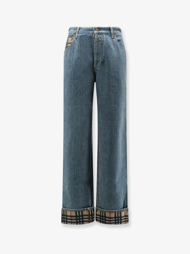 Burberry Dexter Jeans With Traditional Check Mid Blue