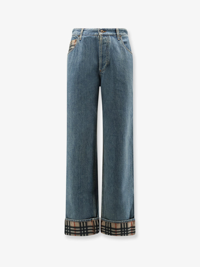 Burberry Dexter Jeans With Traditional Check Mid Blue